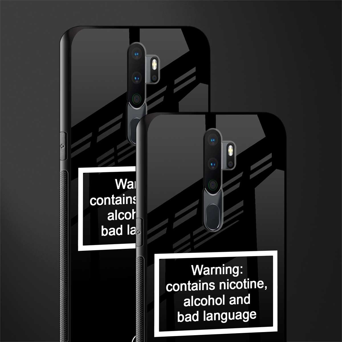 warning sign black edition glass case for oppo a5 2020 image-2