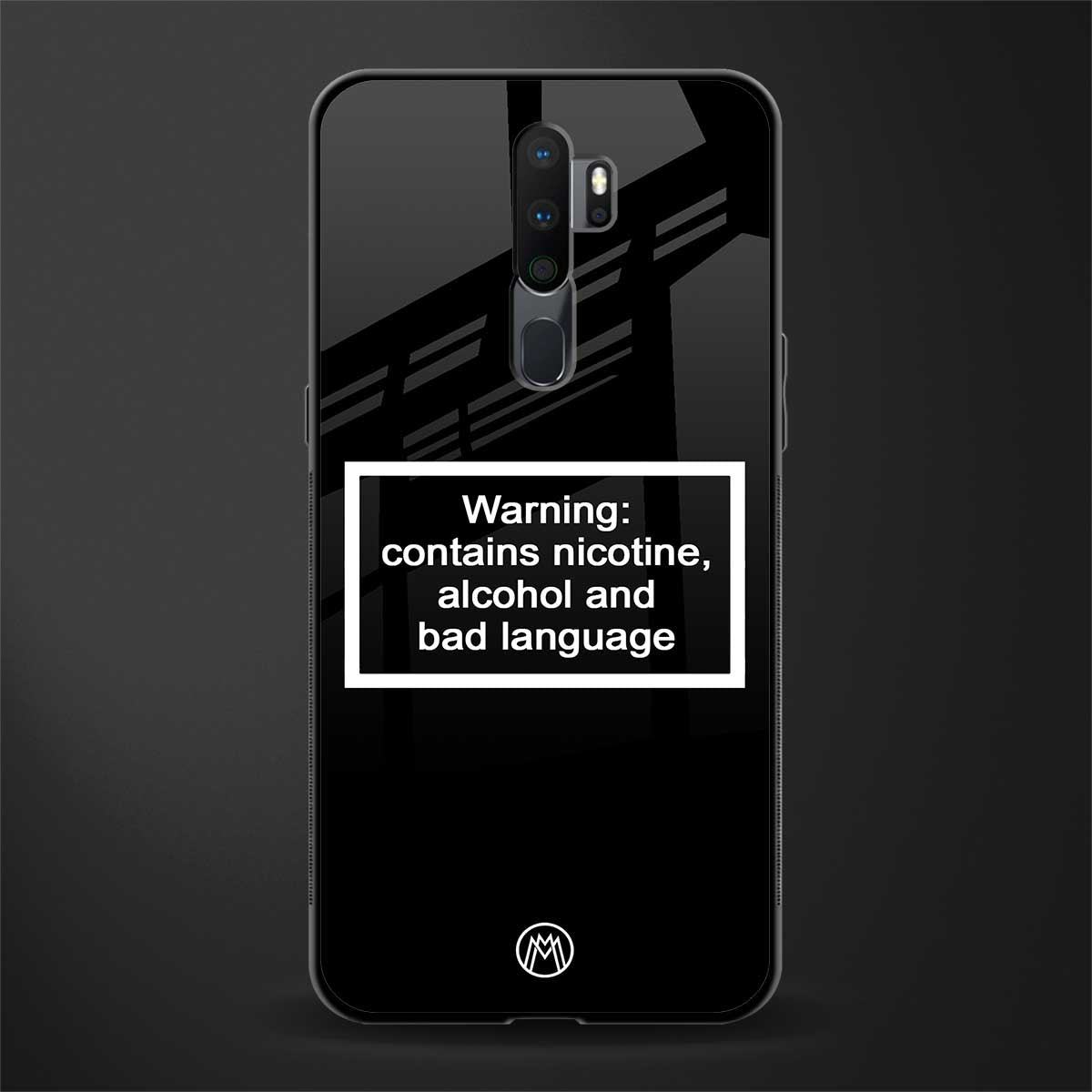 warning sign black edition glass case for oppo a5 2020 image