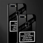 warning sign black edition glass case for oppo a7 image-2