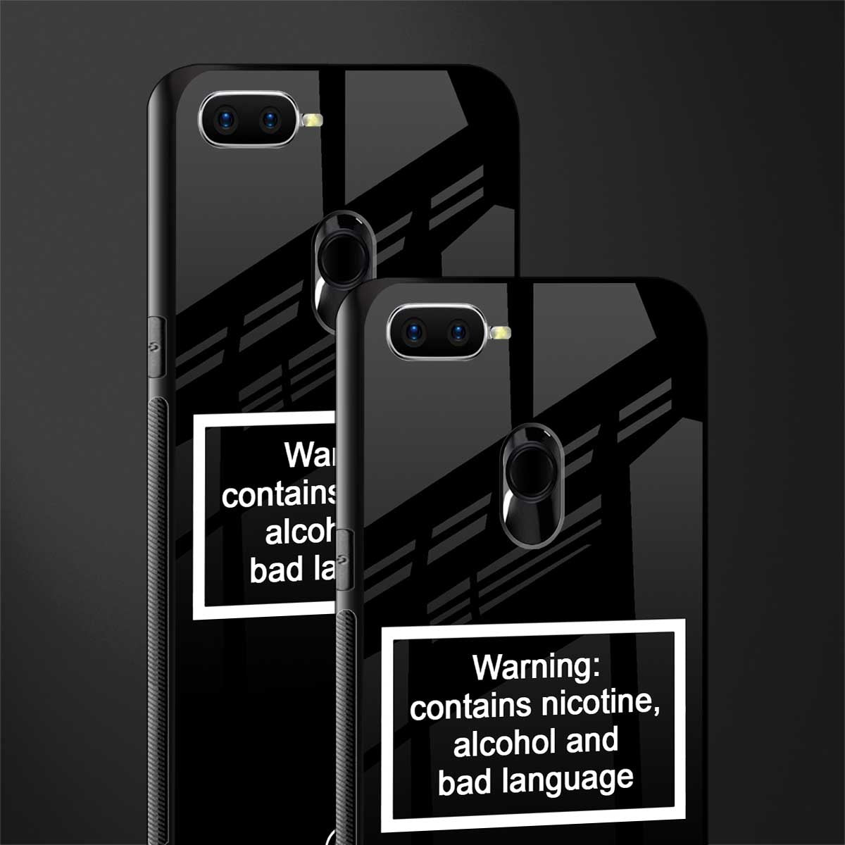 warning sign black edition glass case for oppo a7 image-2