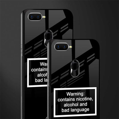 warning sign black edition glass case for oppo a7 image-2