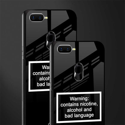 warning sign black edition glass case for oppo a5s image-2