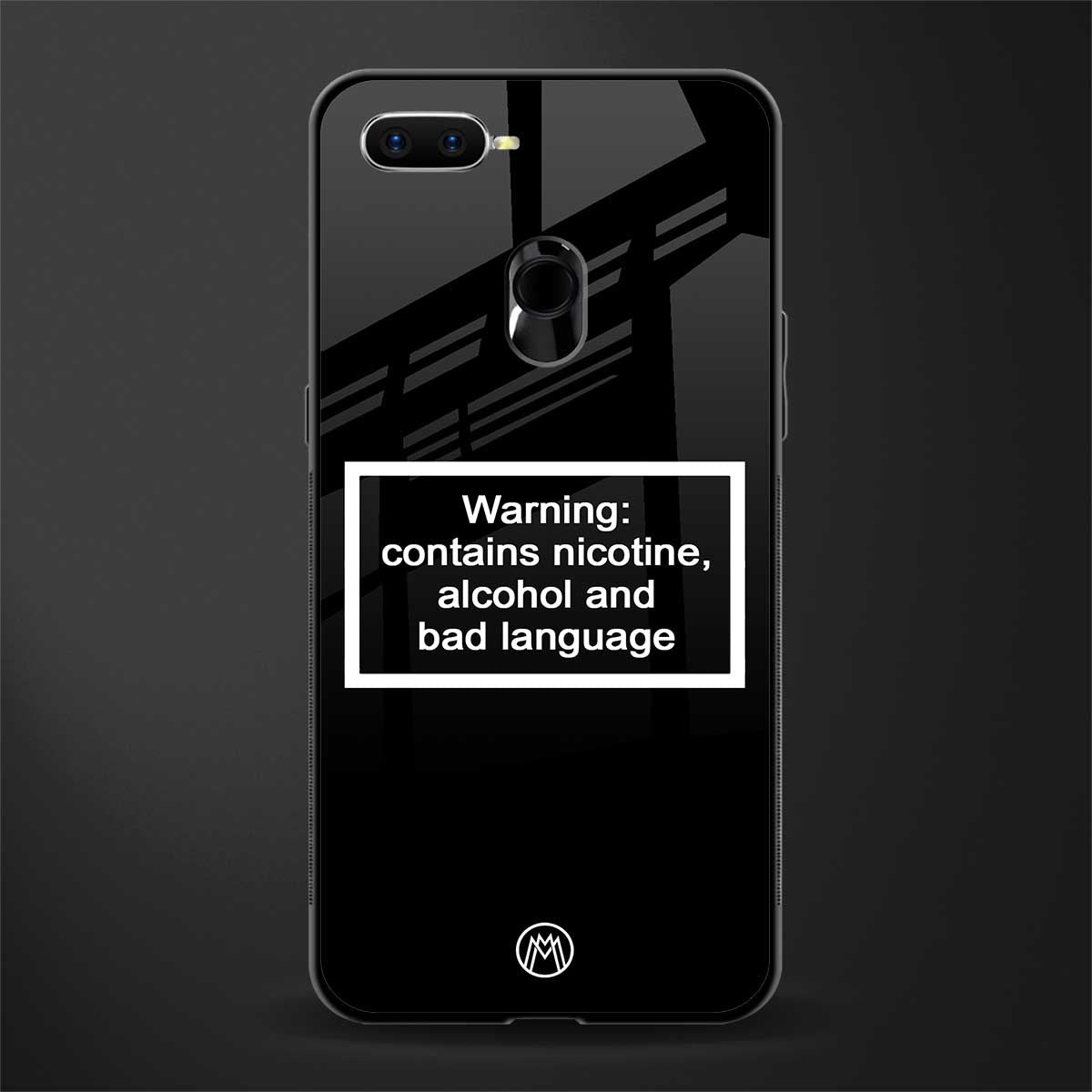 warning sign black edition glass case for oppo a5s image