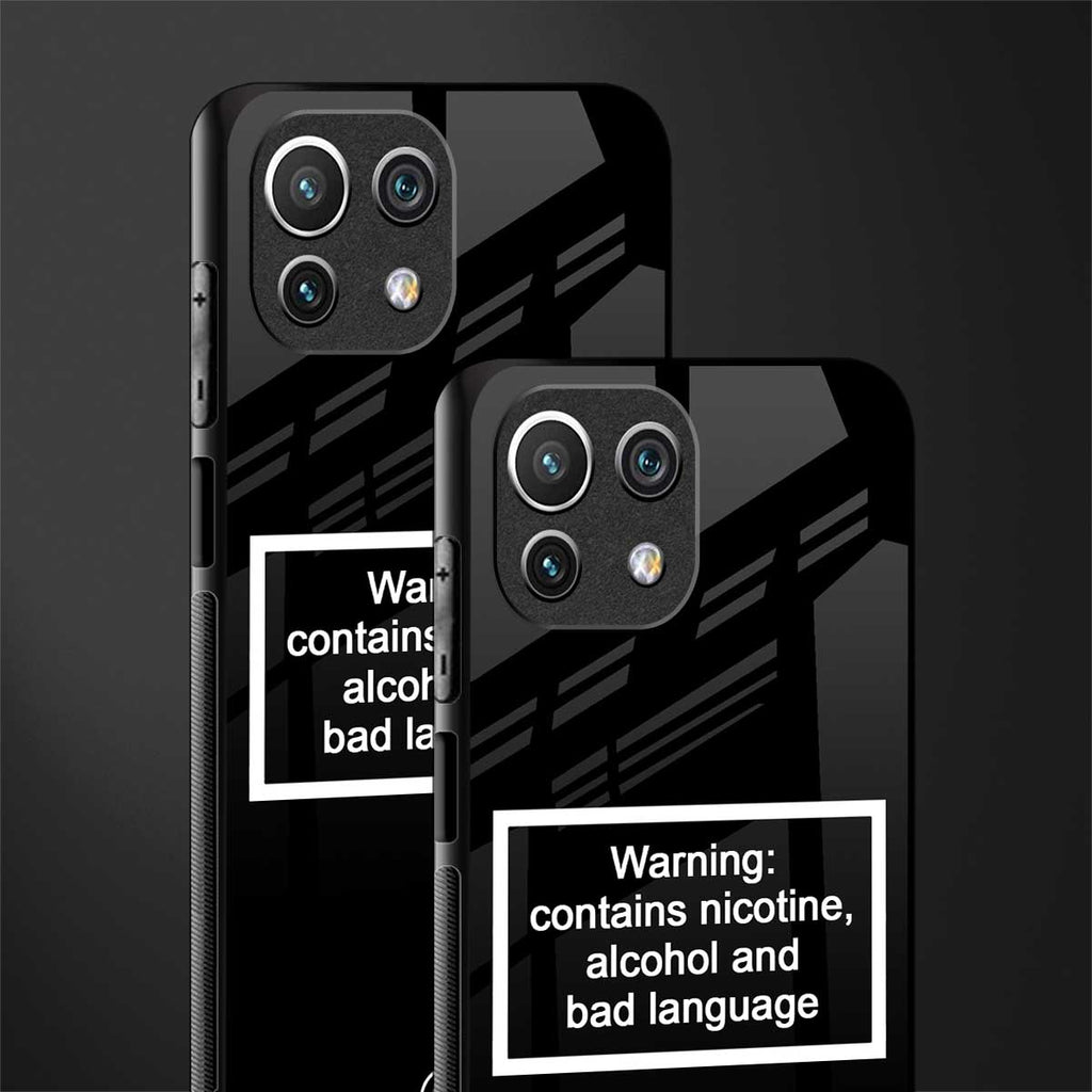 warning sign black edition glass case for mi 11 lite image-2