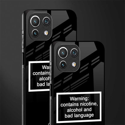 warning sign black edition glass case for mi 11 lite image-2