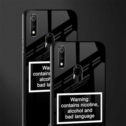 warning sign black edition glass case for realme 3 pro image-2