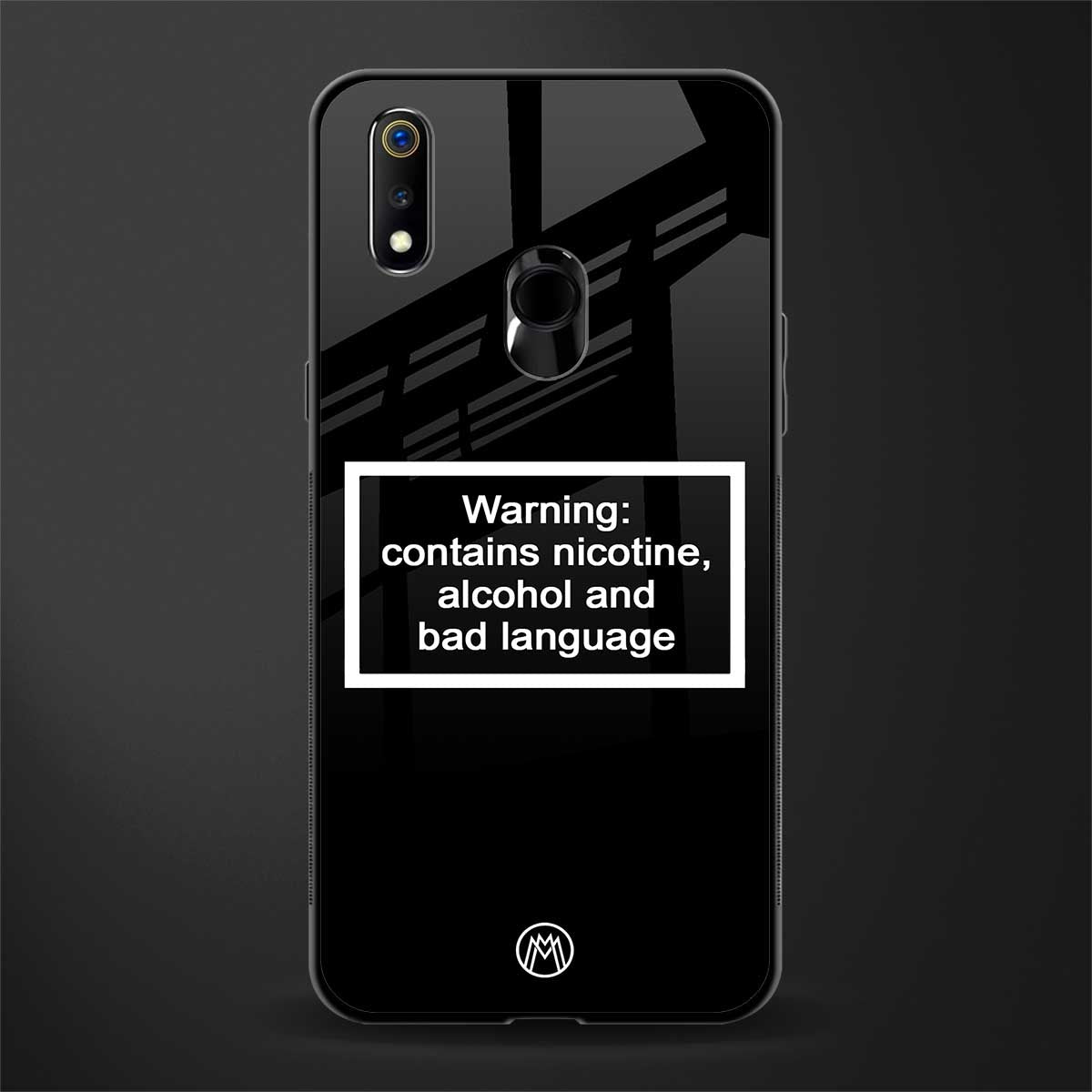 warning sign black edition glass case for realme 3 pro image