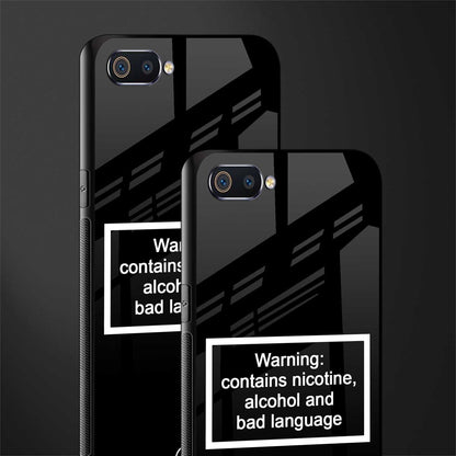 warning sign black edition glass case for realme c2 image-2