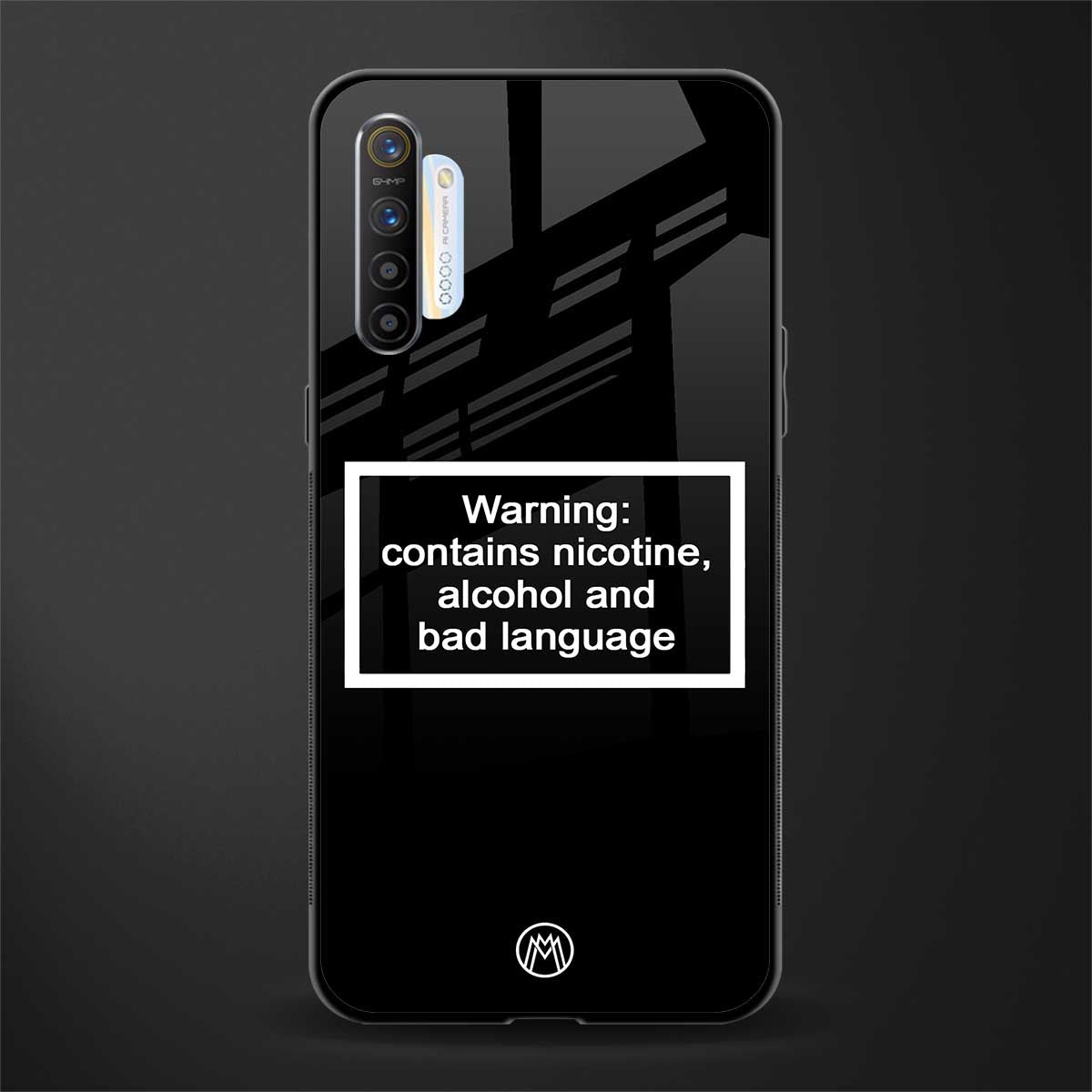 warning sign black edition glass case for realme xt image