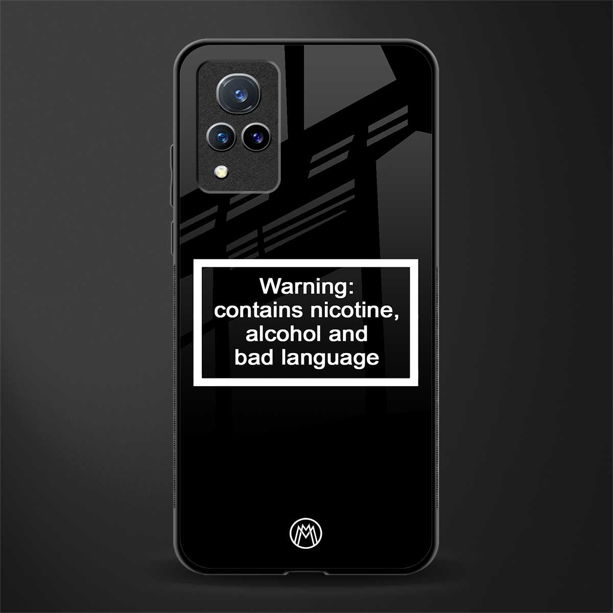 warning sign black edition glass case for vivo v21 5g image