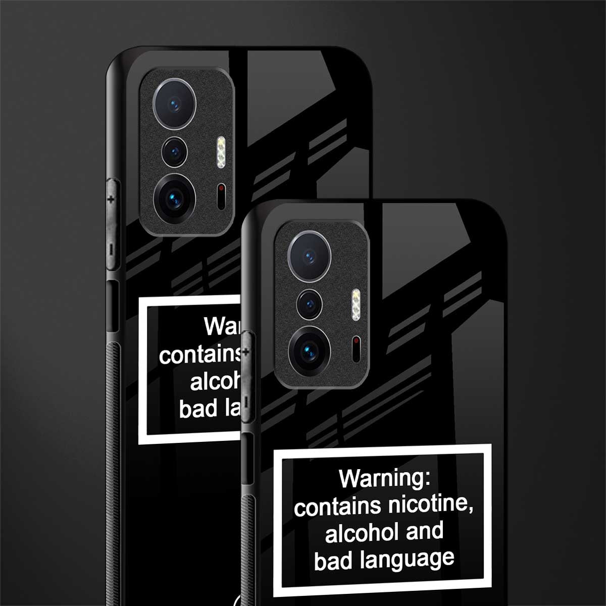 warning sign black edition glass case for mi 11t pro 5g image-2