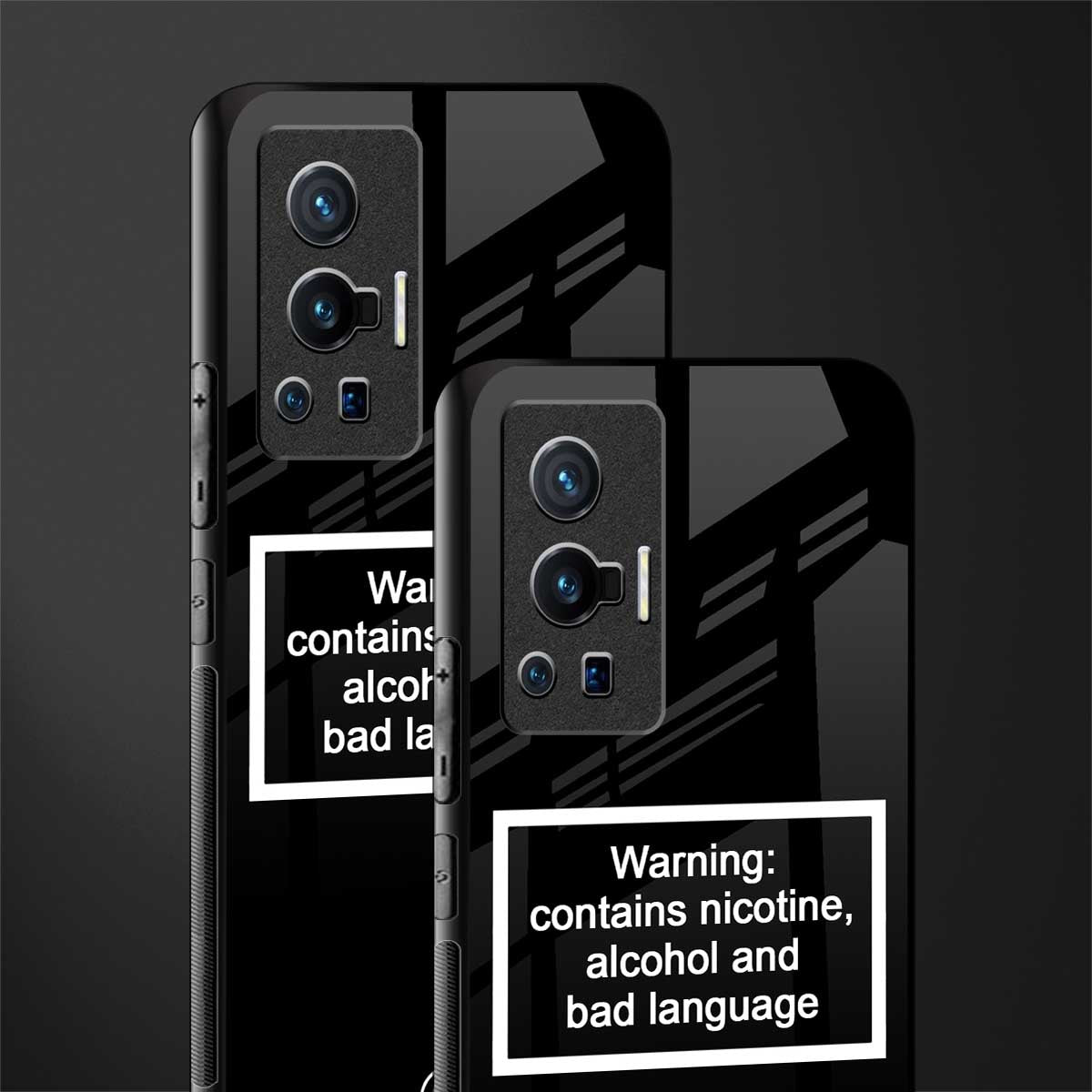 warning sign black edition glass case for vivo x70 pro image-2