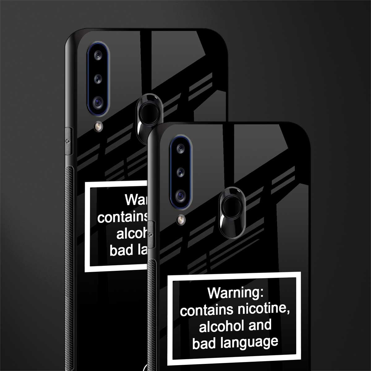 warning sign black edition glass case for samsung galaxy a20s image-2