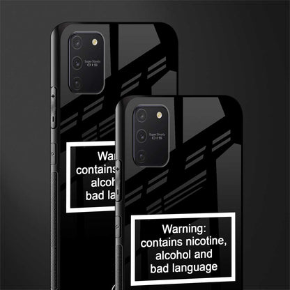 warning sign black edition glass case for samsung galaxy a91 image-2