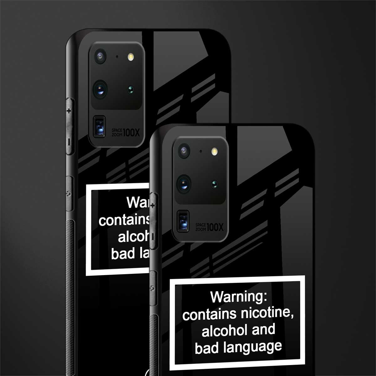 warning sign black edition glass case for samsung galaxy s20 ultra image-2