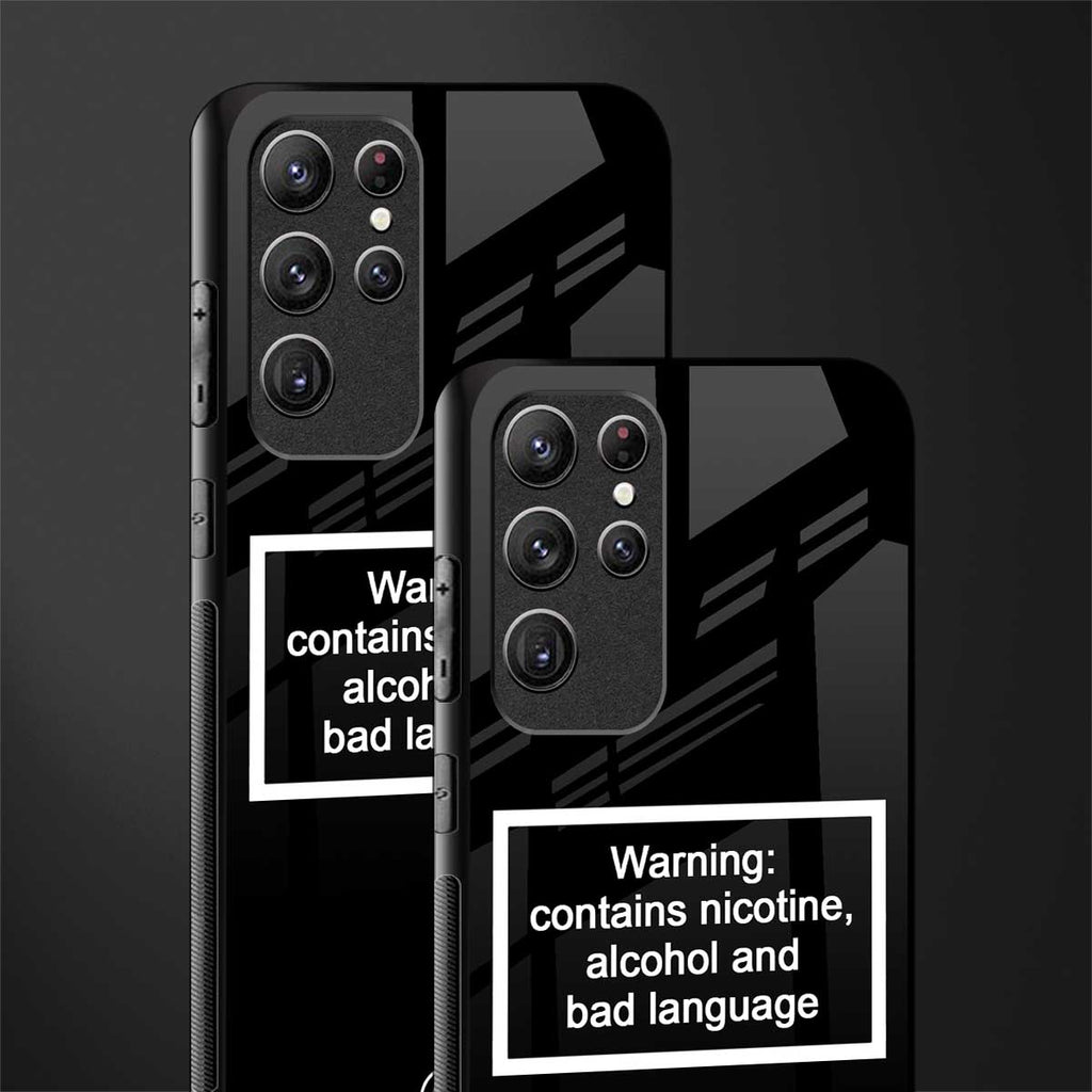 warning sign black edition glass case for samsung galaxy s22 ultra 5g image-2
