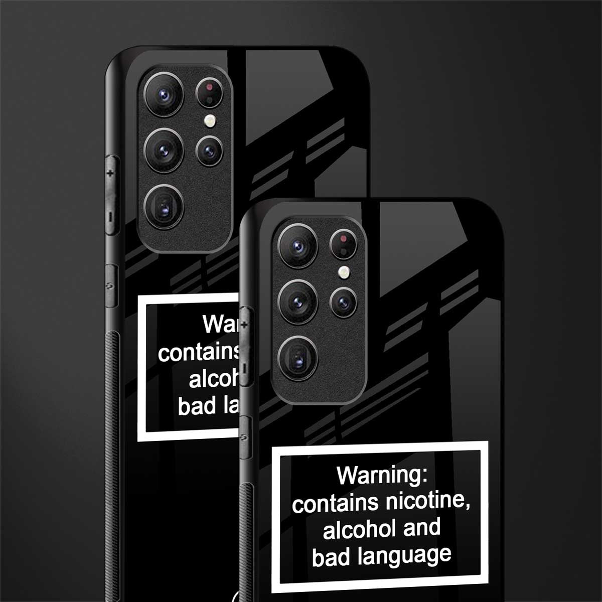 warning sign black edition glass case for samsung galaxy s21 ultra image-2