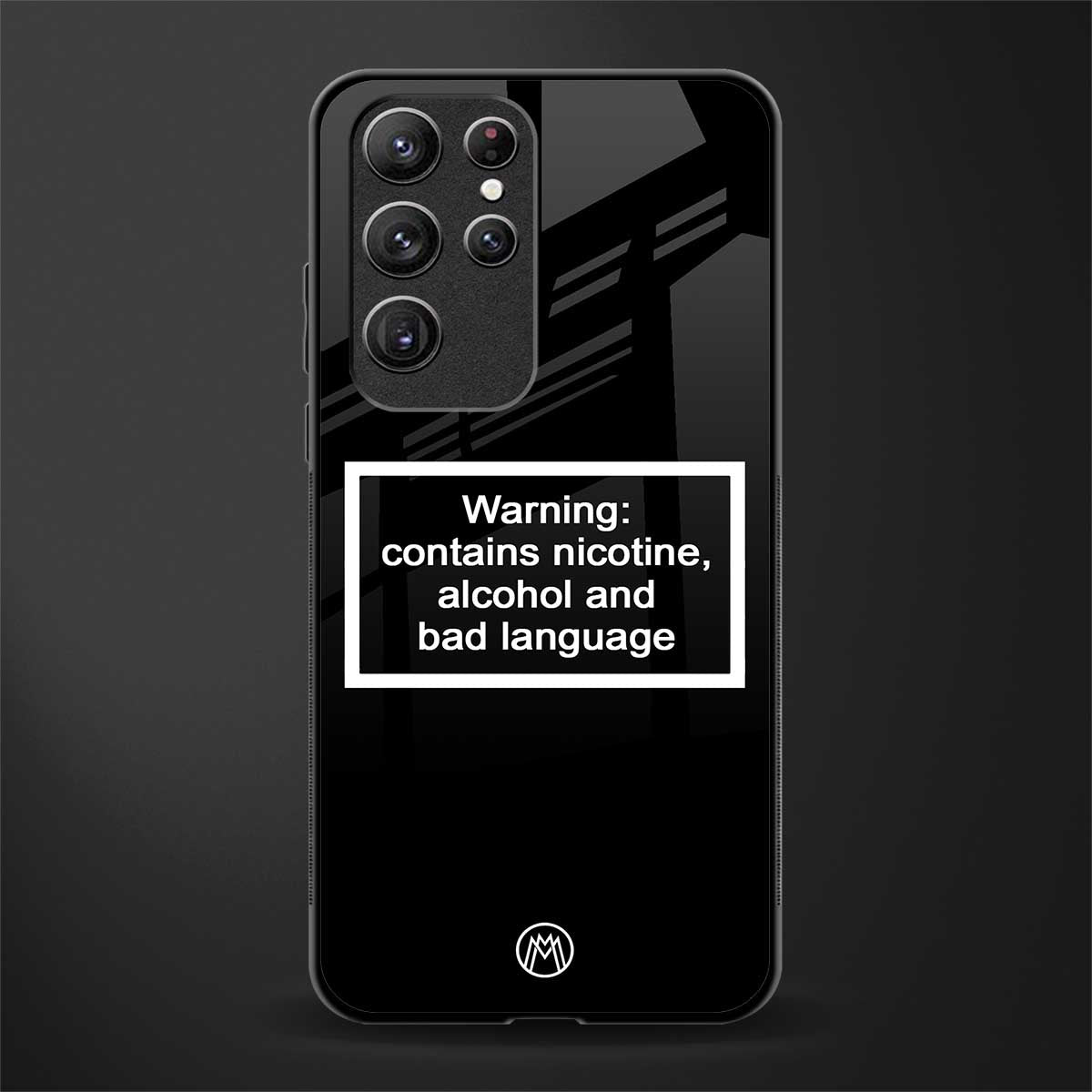 warning sign black edition glass case for samsung galaxy s22 ultra 5g image