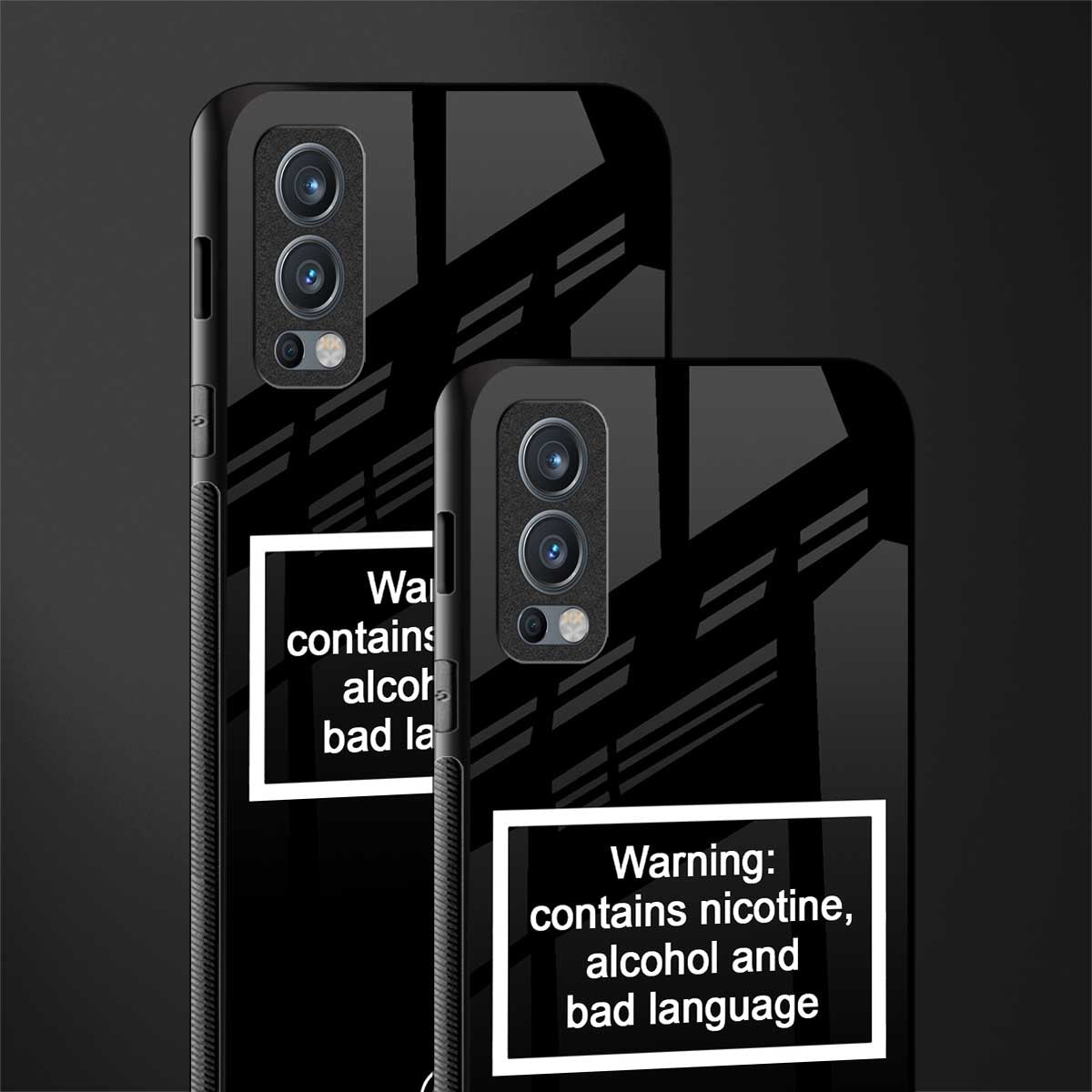 warning sign black edition glass case for oneplus nord 2 5g image-2