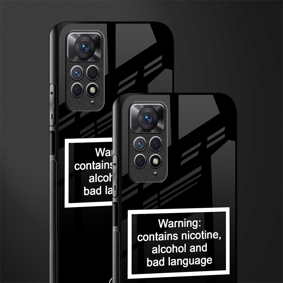 warning sign black edition glass case for redmi note 11s image-2