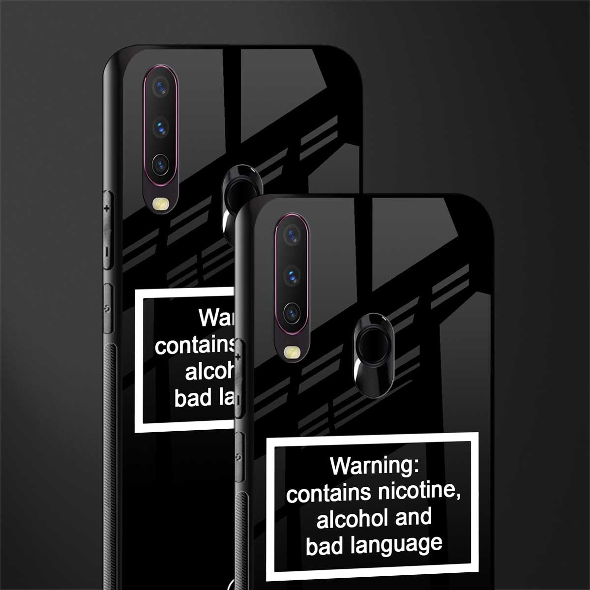 warning sign black edition glass case for vivo y17 image-2