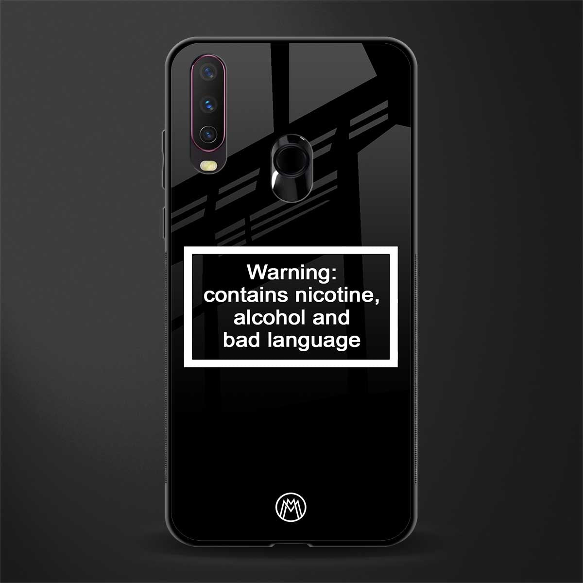 warning sign black edition glass case for vivo y15 image