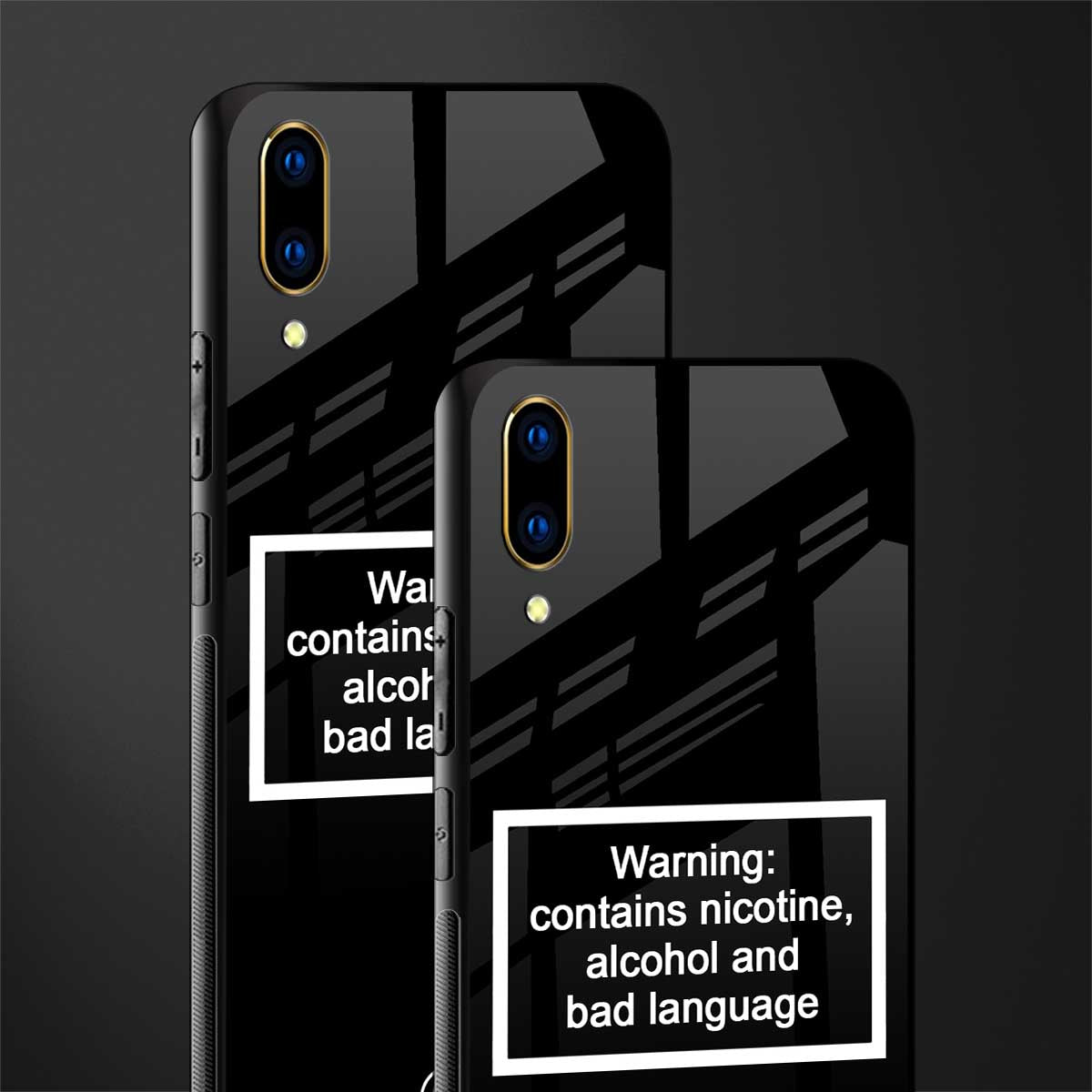 warning sign black edition glass case for vivo v11 pro image-2