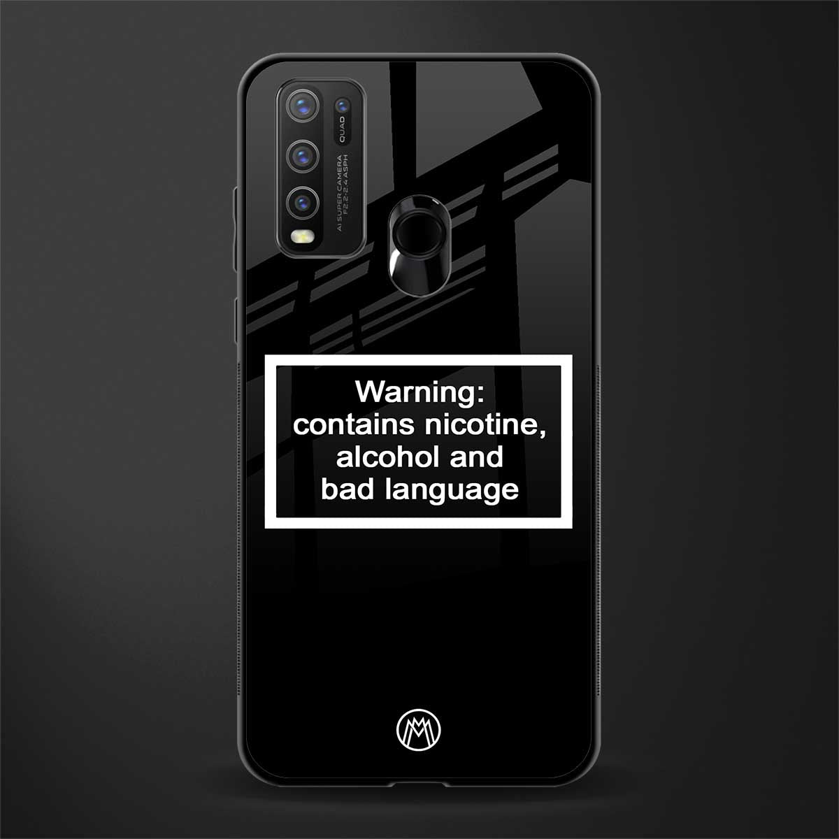 warning sign black edition glass case for vivo y30 image