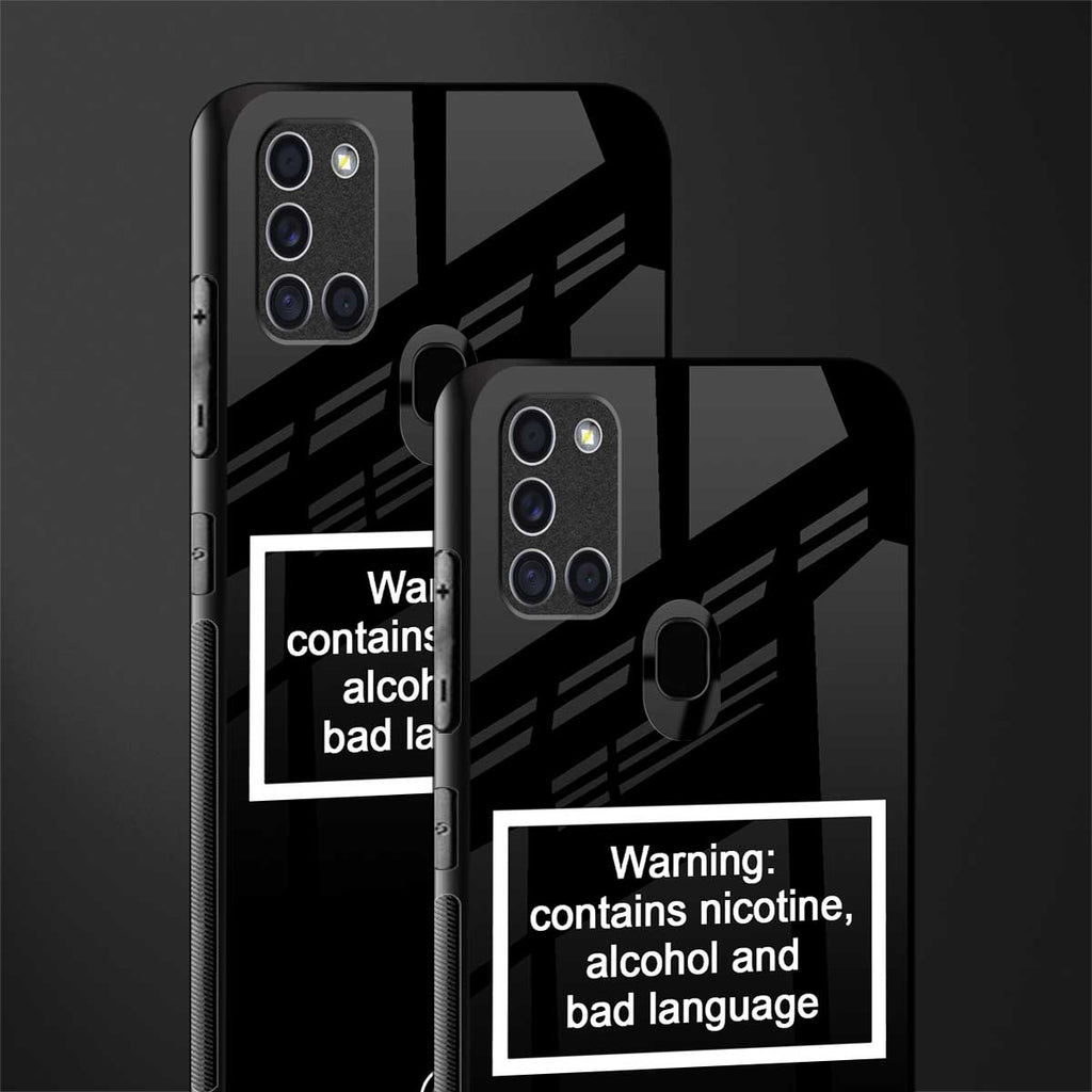 warning sign black edition glass case for samsung galaxy a21s image-2