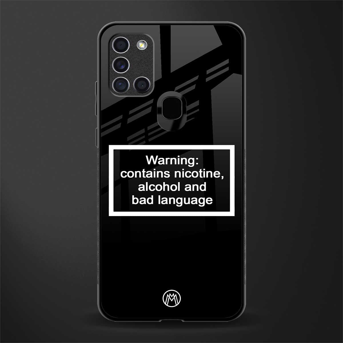 warning sign black edition glass case for samsung galaxy a21s image