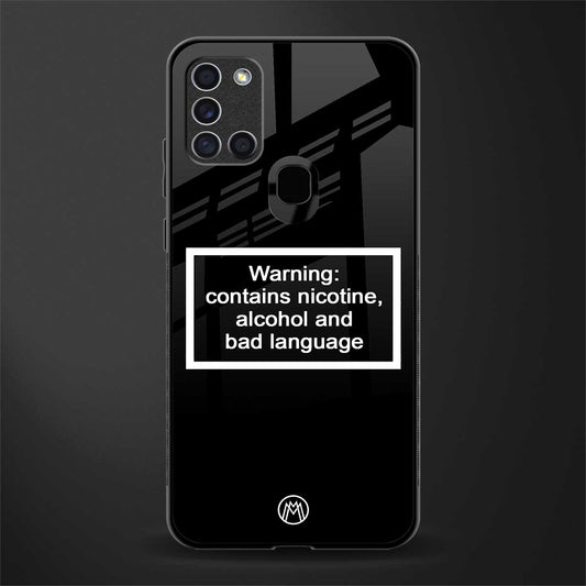 warning sign black edition glass case for samsung galaxy a21s image