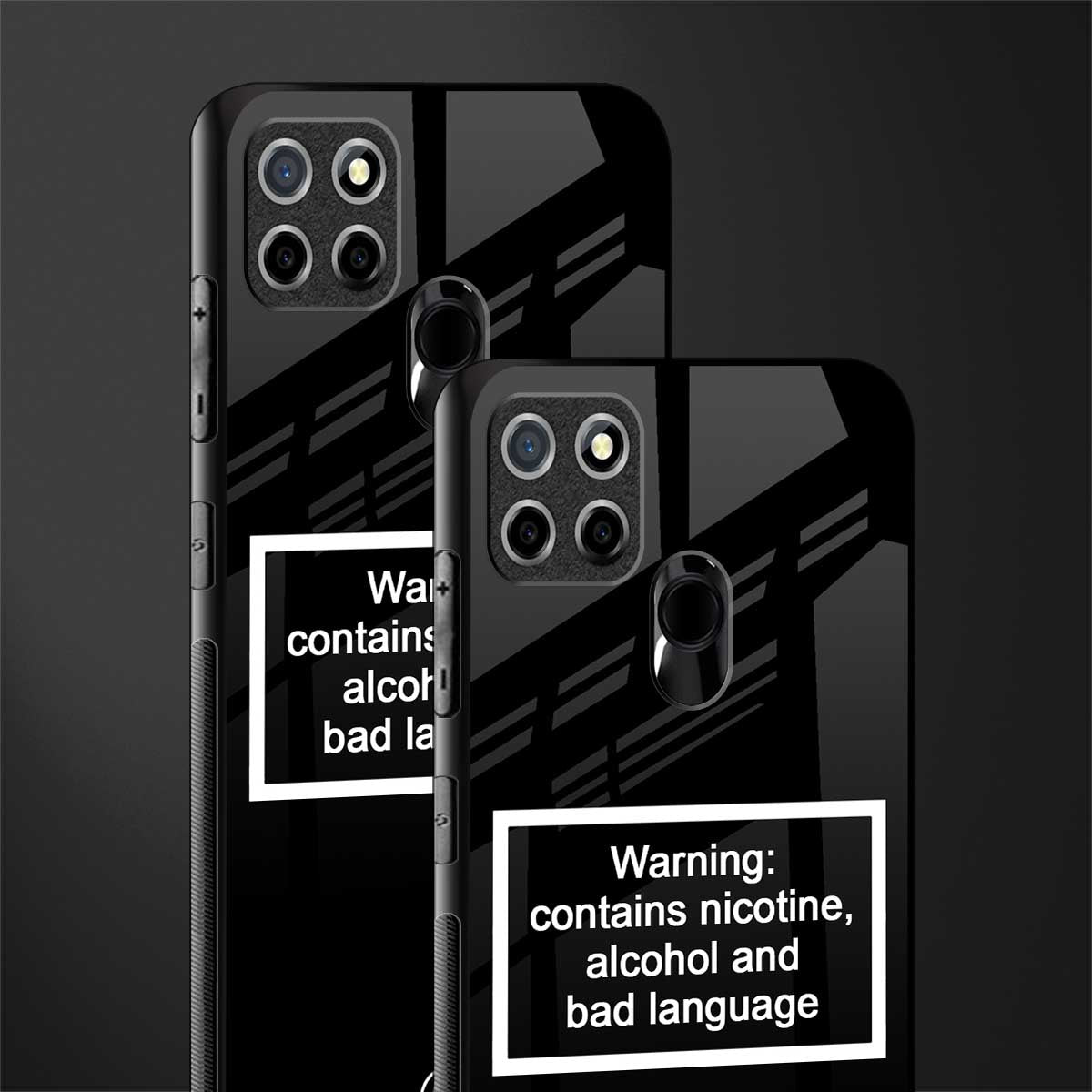 warning sign black edition glass case for realme narzo 30a image-2