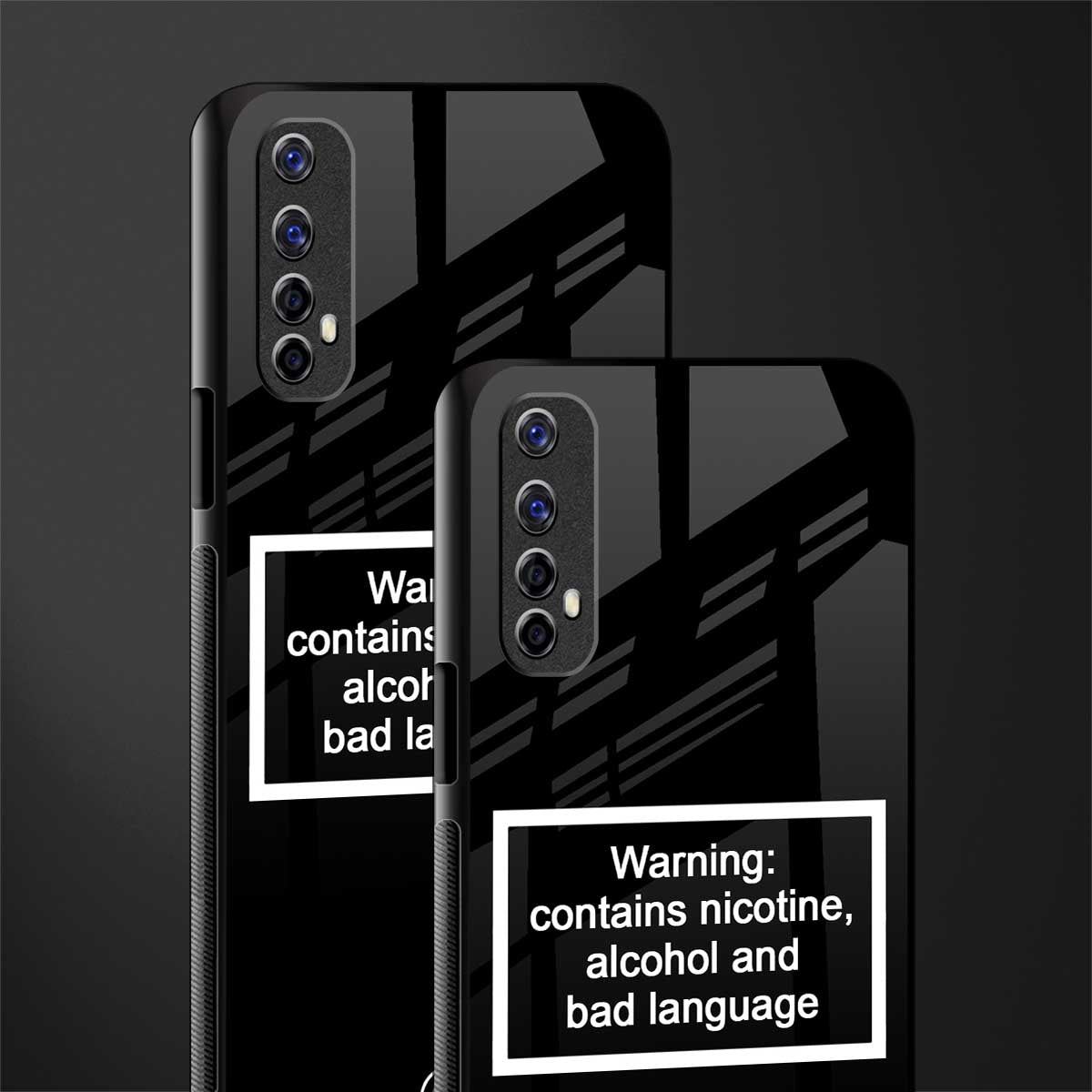 warning sign black edition glass case for realme 7 image-2
