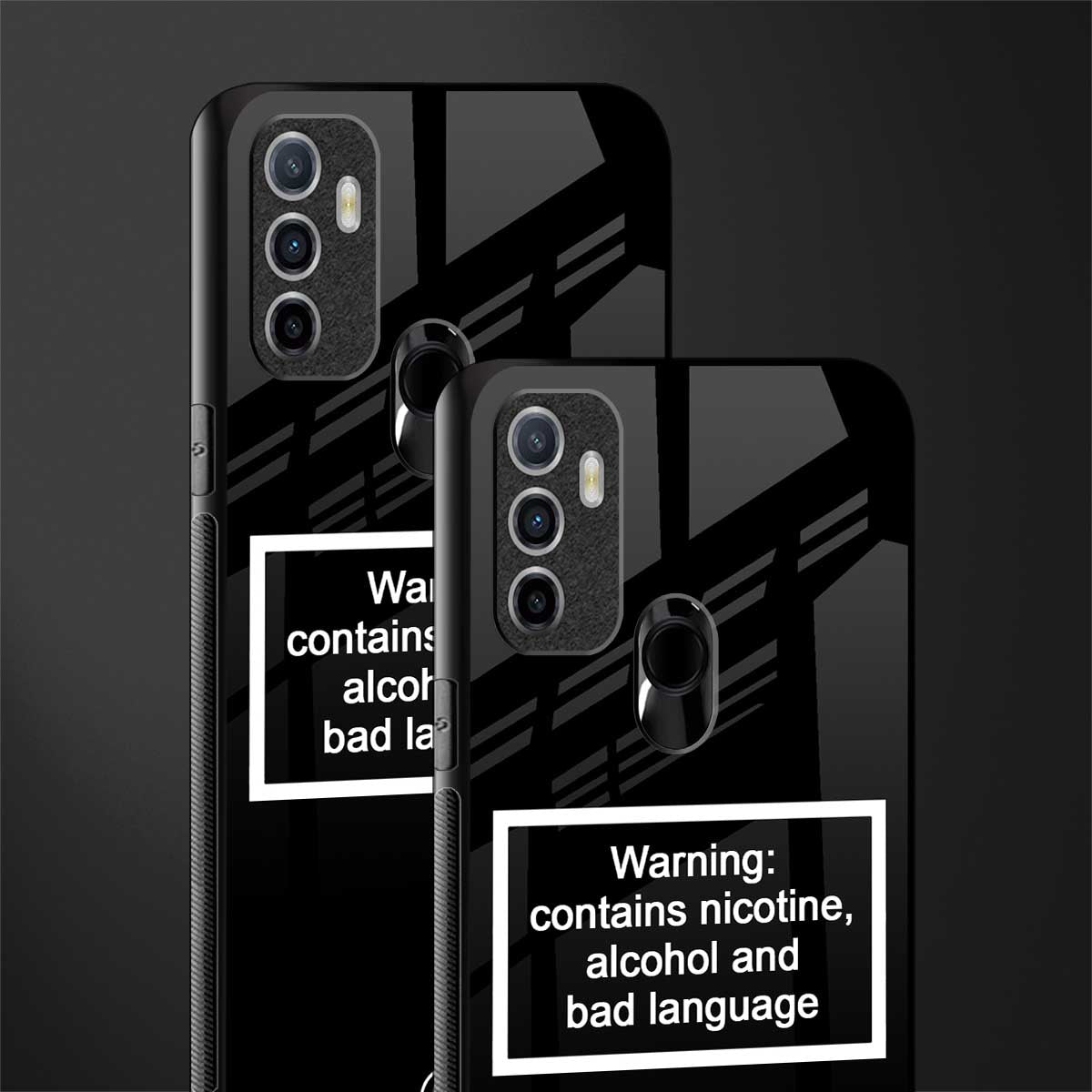 warning sign black edition glass case for oppo a53 image-2