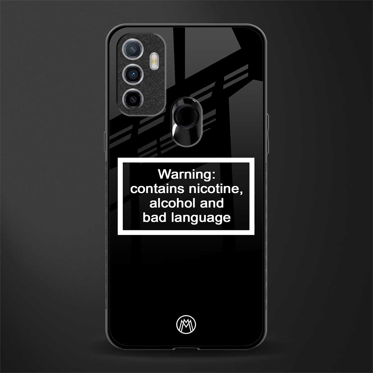 warning sign black edition glass case for oppo a53 image