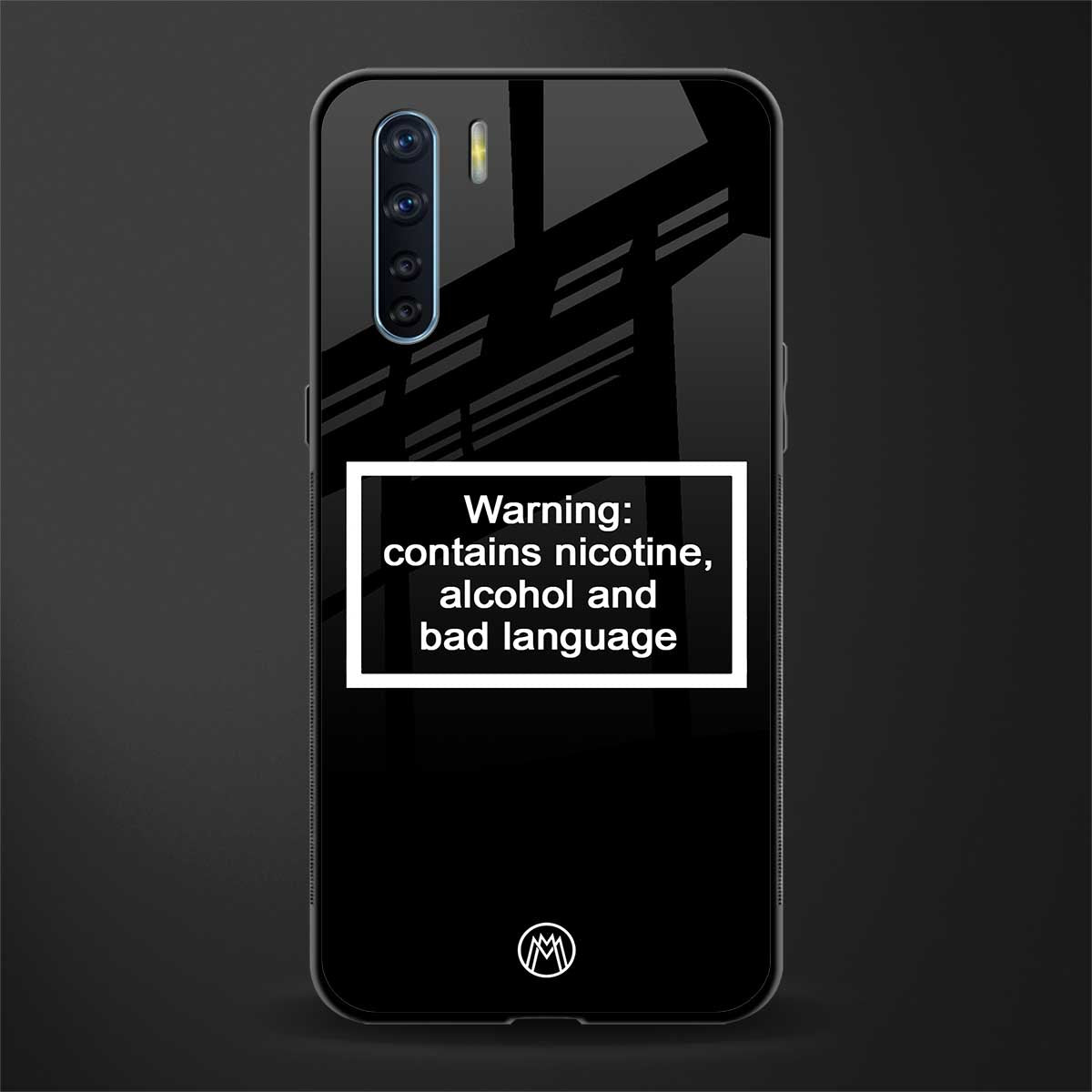 warning sign black edition glass case for oppo f15 image
