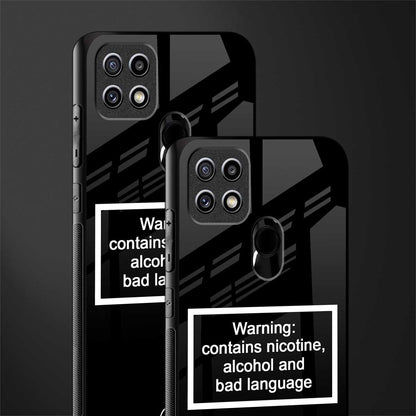 warning sign black edition glass case for oppo a15s image-2