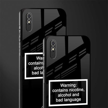 warning sign black edition glass case for redmi 9a image-2