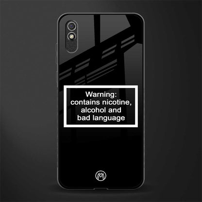 warning sign black edition glass case for redmi 9i image