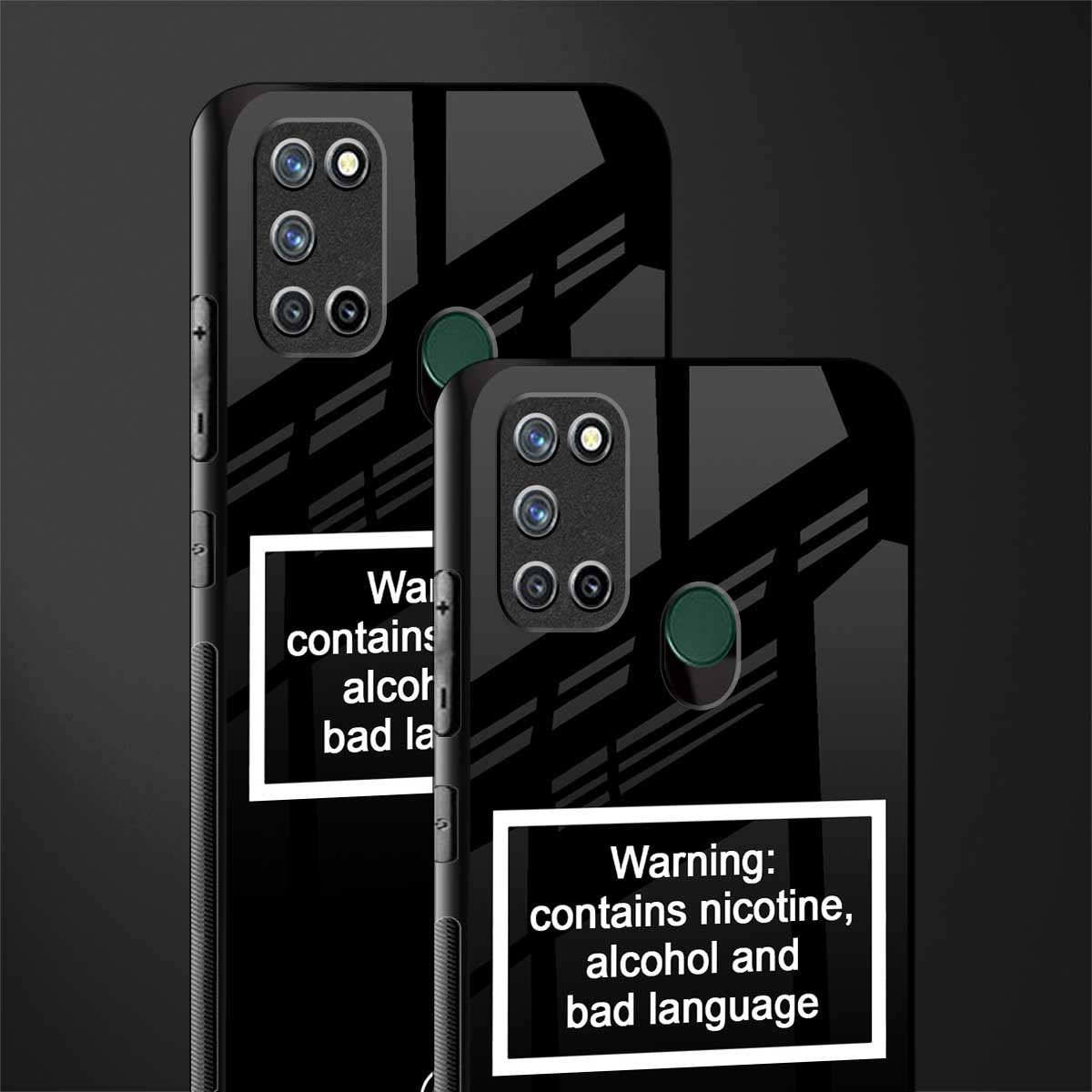 warning sign black edition glass case for realme 7i image-2