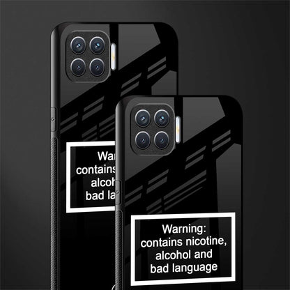 warning sign black edition glass case for oppo f17 pro image-2