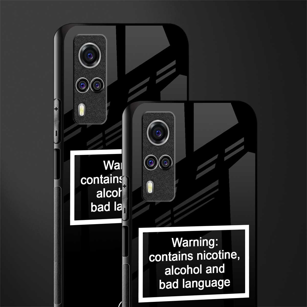 warning sign black edition glass case for vivo y53s image-2