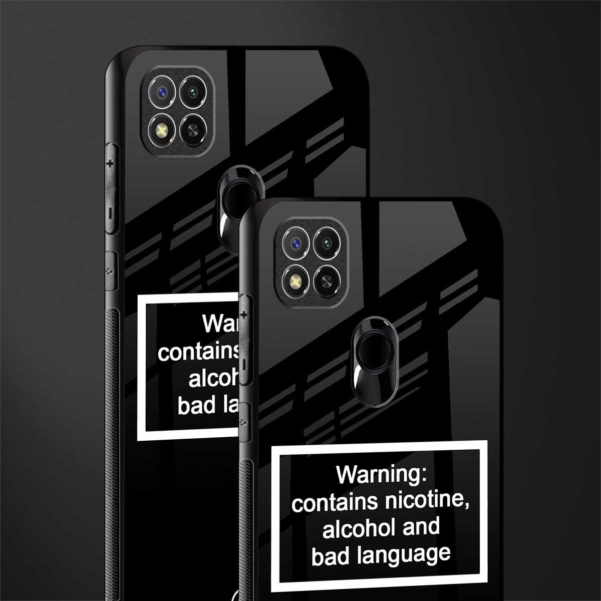 warning sign black edition glass case for redmi 9 image-2