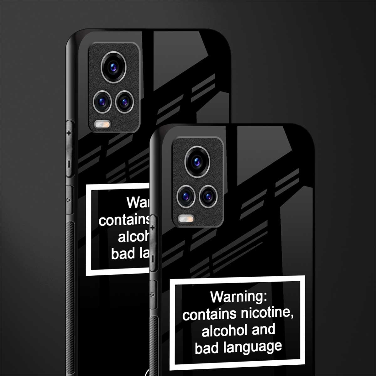 warning sign black edition glass case for vivo v20 pro image-2