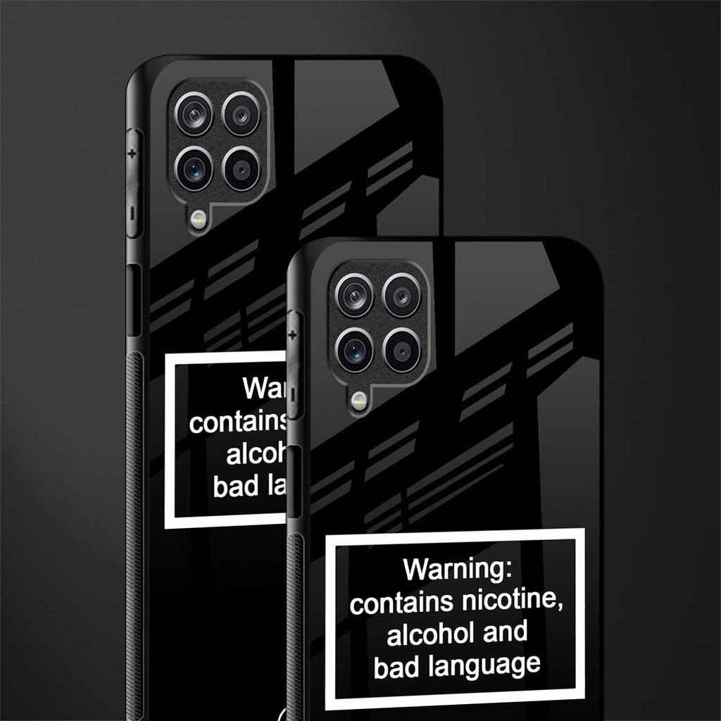 warning sign black edition glass case for samsung galaxy a12 image-2