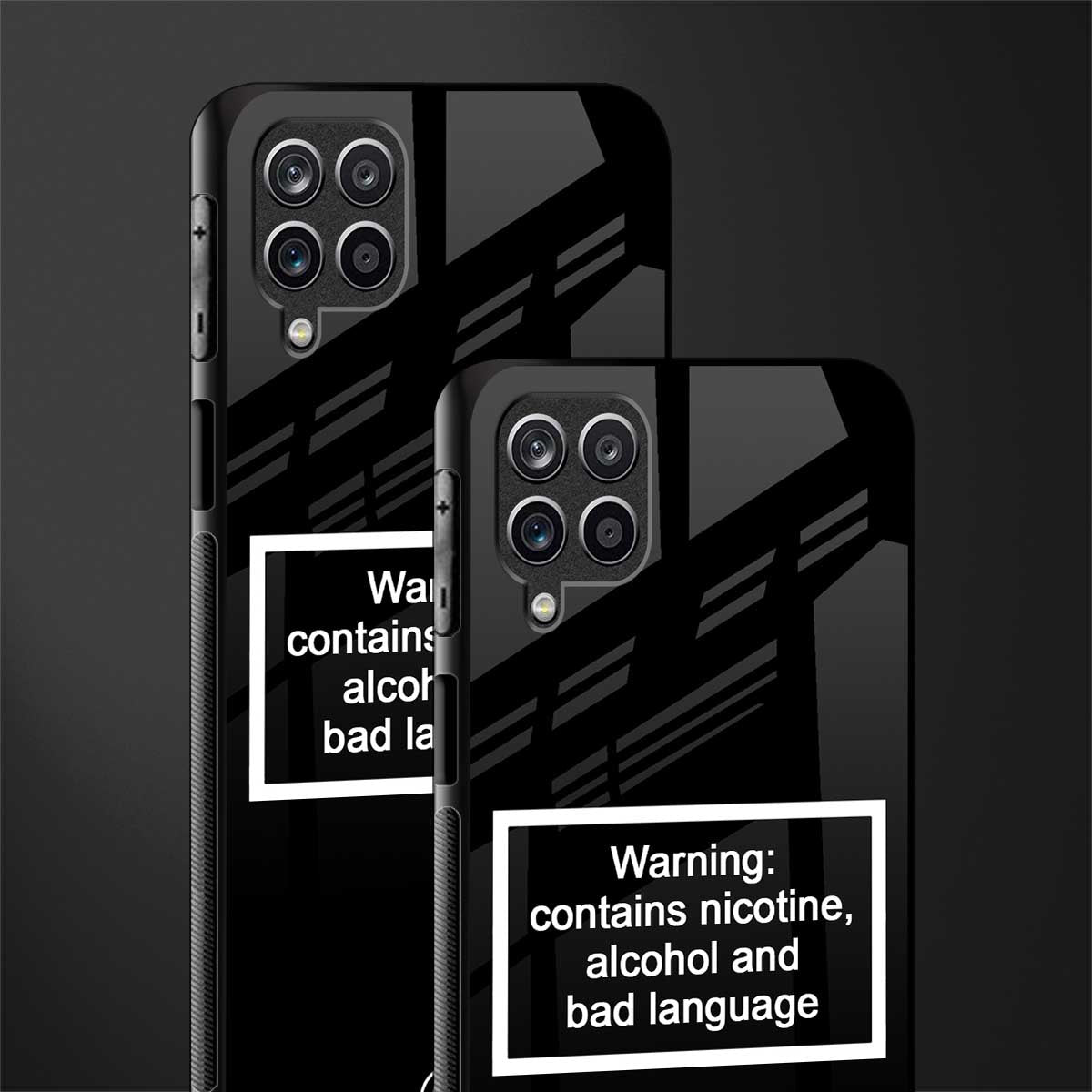 warning sign black edition glass case for samsung galaxy a12 image-2