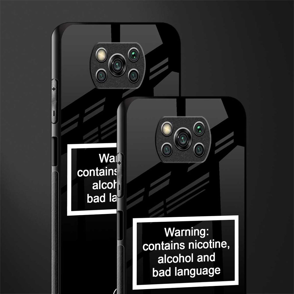 warning sign black edition glass case for poco x3 image-2