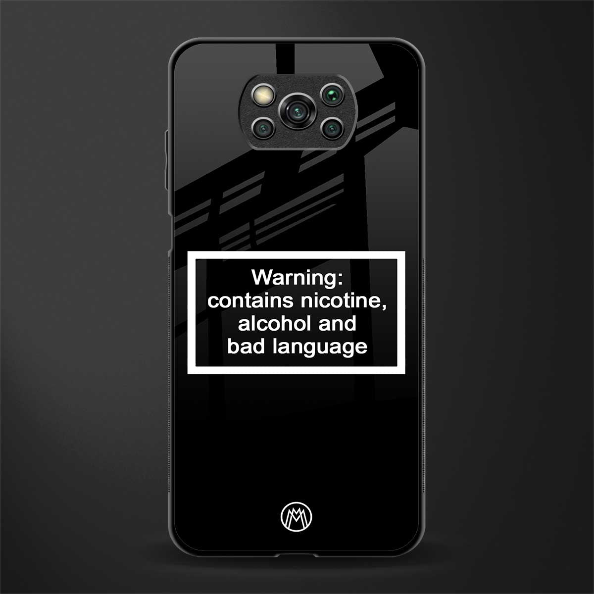 warning sign black edition glass case for poco x3 pro image