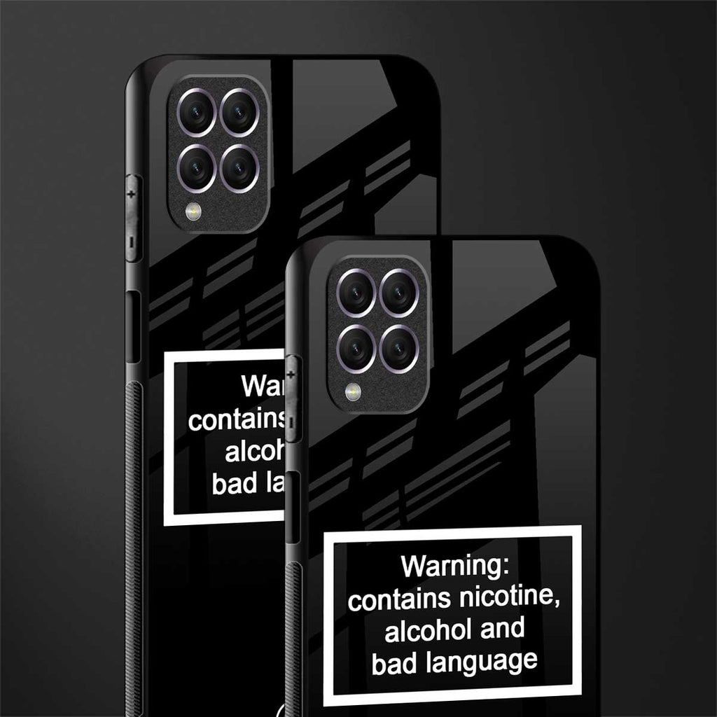 warning sign black edition glass case for samsung galaxy f62 image-2