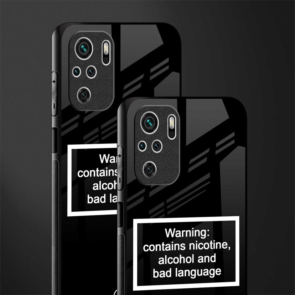 warning sign black edition glass case for redmi note 10s image-2